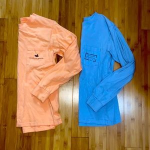 Lot of 2 Southern Marsh Long Sleeve Tshirts, orange and blue